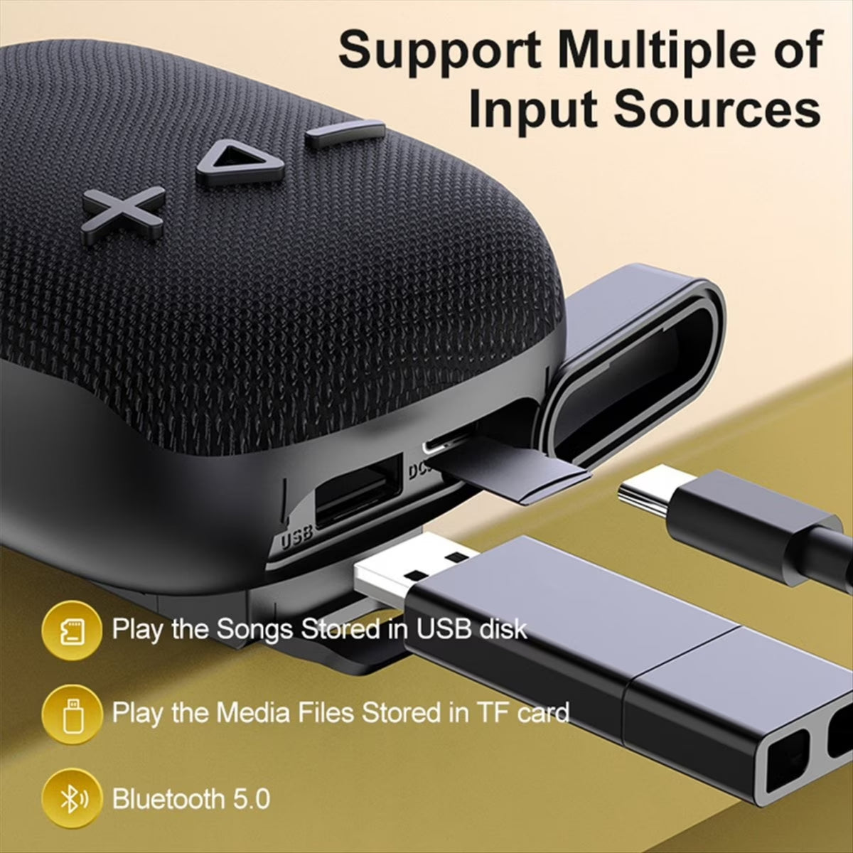 Bike Speaker Bicycle Handbar Wireless Bluetooth Louderspeaker Outdoor Handlebar Subwoofer for Cycling Riding-Black