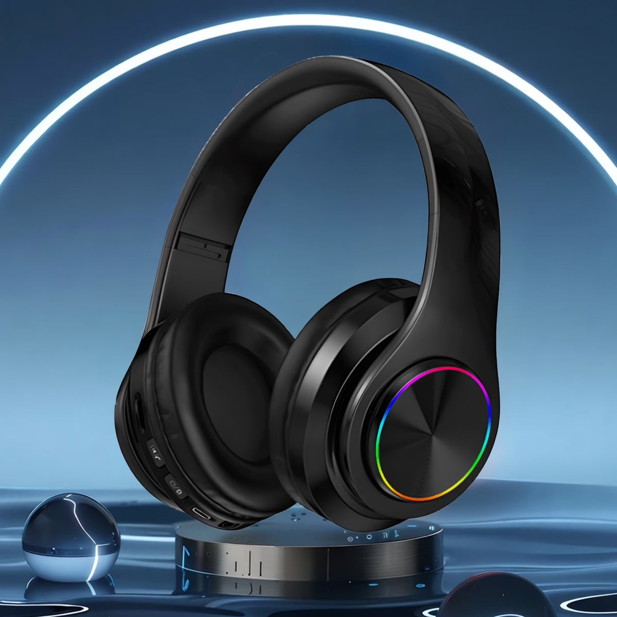 Wireless Headphones with Light Effects, Over-Ear Foldable Design, Long Battery Life