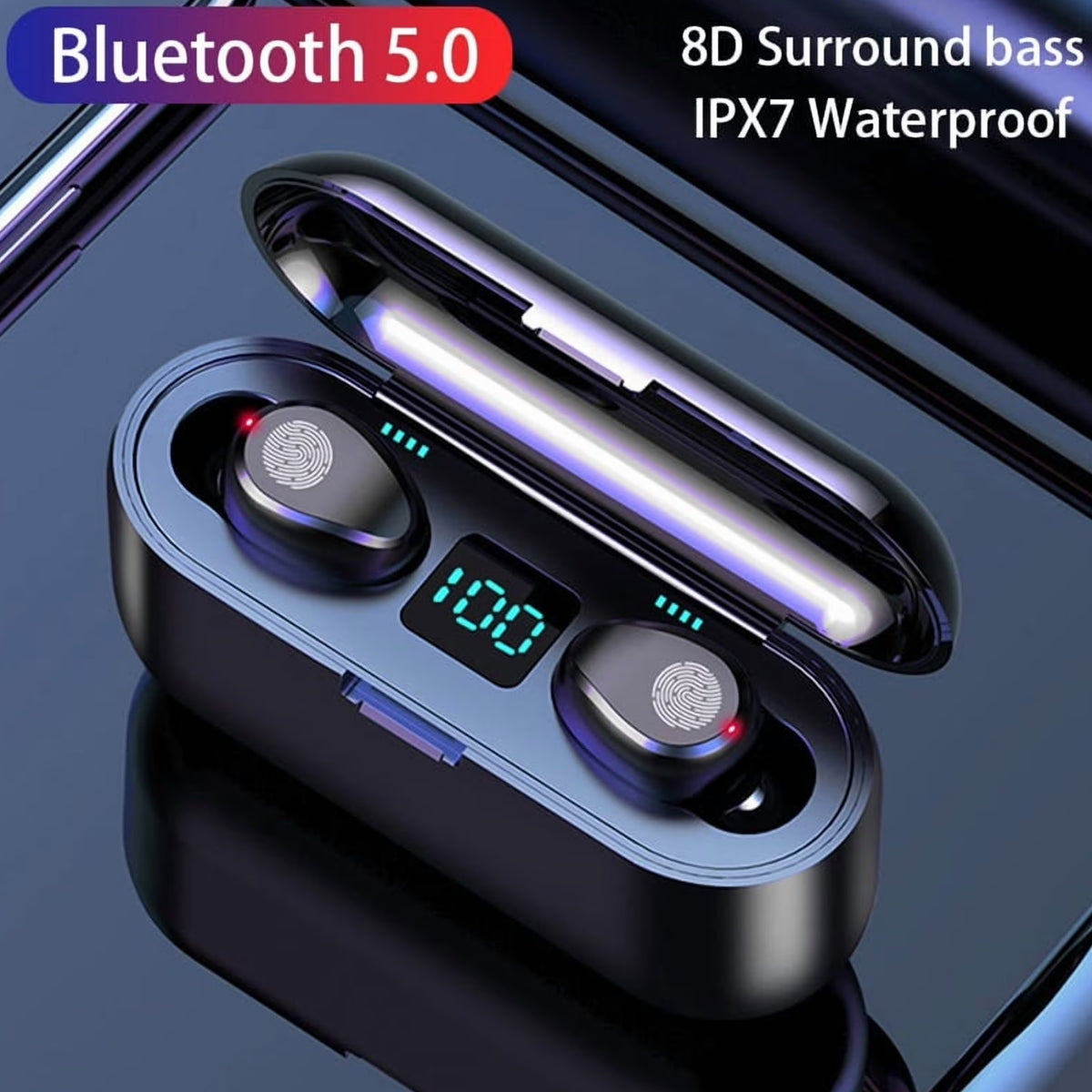 F9 TWS Bluetooth 5.1 Headphones Wireless Earphone 9D Stereo Earbuds Phone Holder Sport Headset with Mic for Smartphones