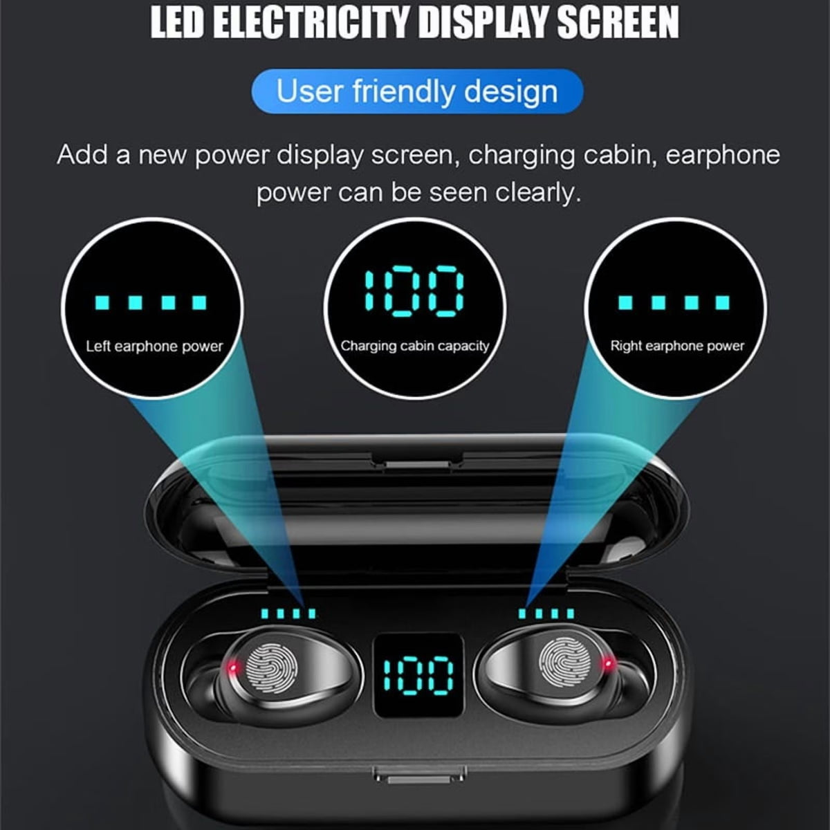 F9 TWS Bluetooth 5.1 Headphones Wireless Earphone 9D Stereo Earbuds Phone Holder Sport Headset with Mic for Smartphones