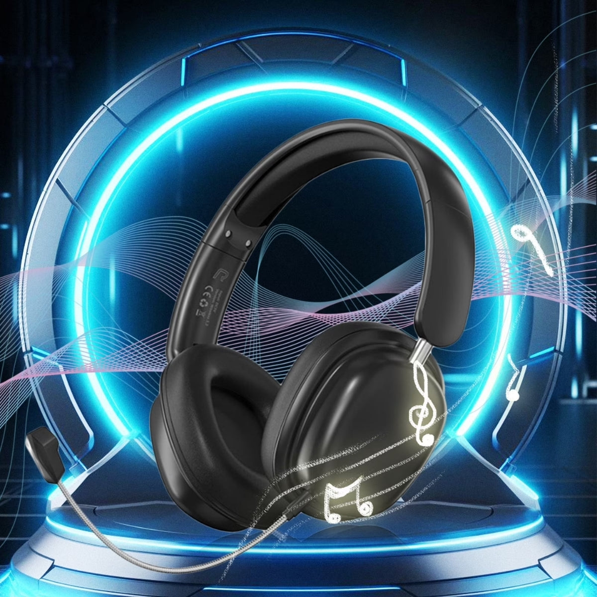 Wireless Over-Ear Headphones with Microphone, Noise Cancelling for Gaming