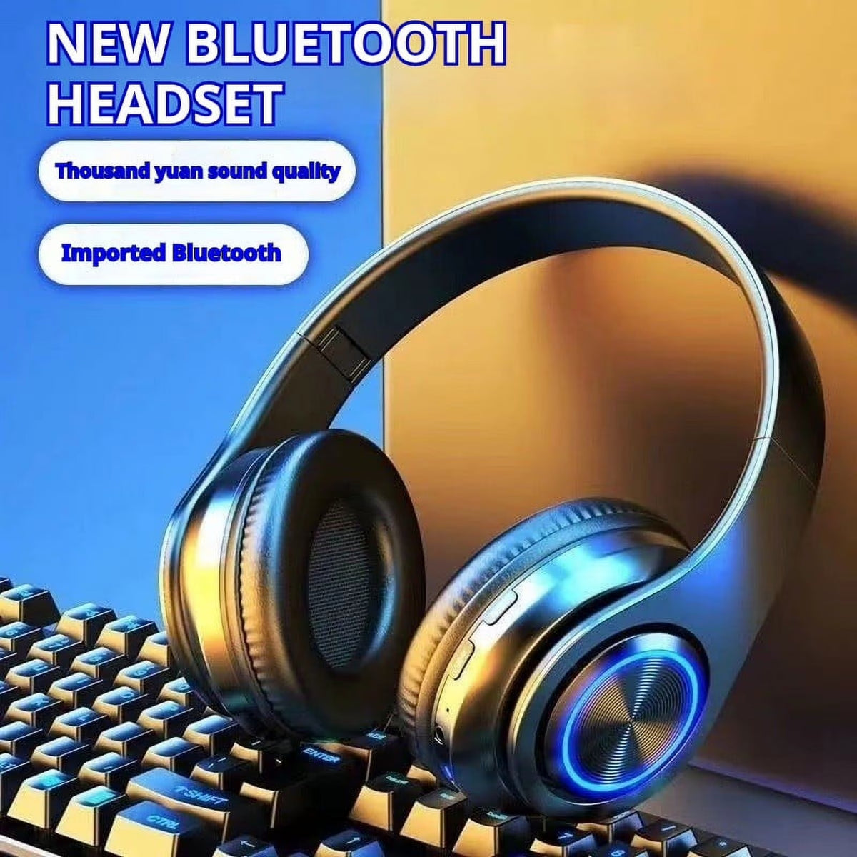 Wireless Headphones with Light Effects, Over-Ear Foldable Design, Long Battery Life