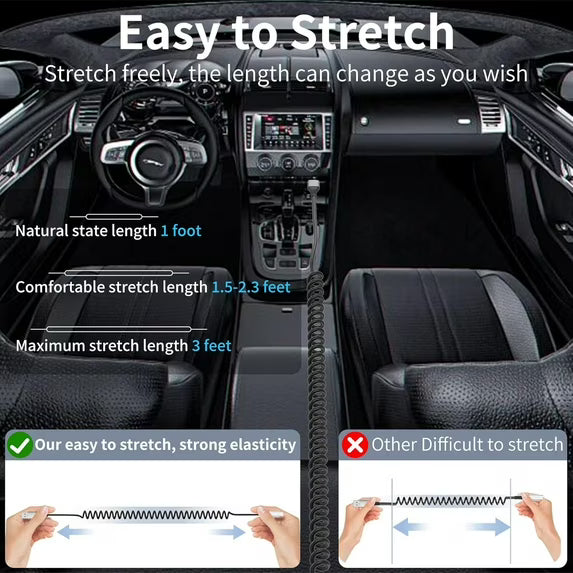 Coiled USB C Cable 2 Pack, 3ft USB to USB-C Cable for Car, Android Auto Coiled USBC CarPlay Cord