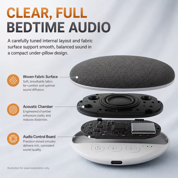 Radox Tech Pillow Speaker, Radox Tech Dreamwave Pillow Speaker, Bone Conduction with Ultra-Thin Profile