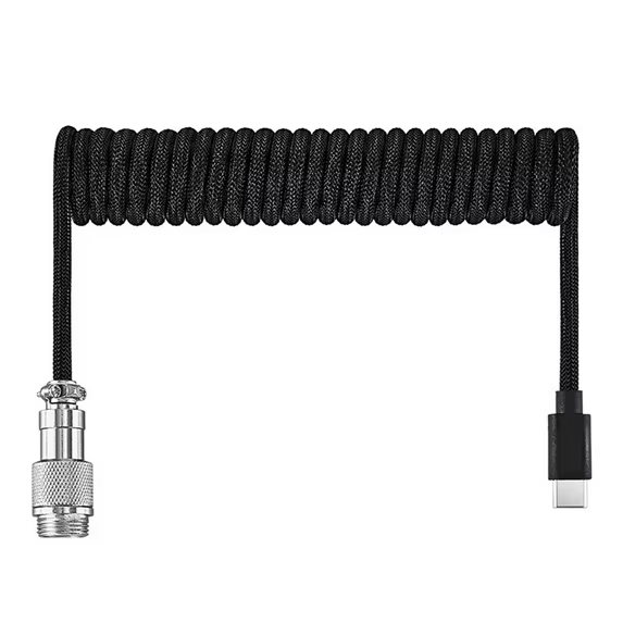 Usb Keyboard Cable Black Coiled Keyboard Usb Type C Cable DIY Aviation Plug Cable Connector Gaming Usb Keyboard Cable