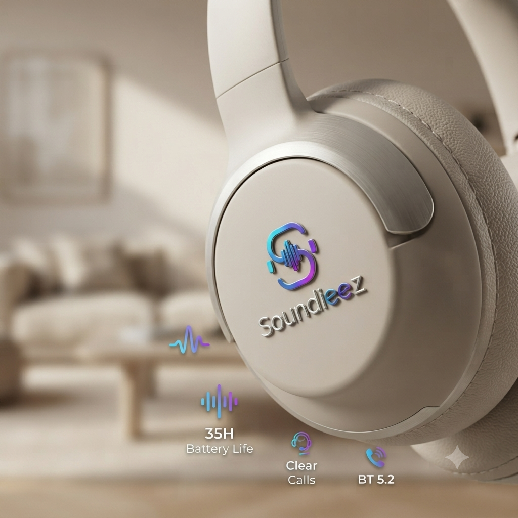 GENAISkin Tone Foldable Bluetooth 5.3 Over-Ear Headphones with LED Accent Light