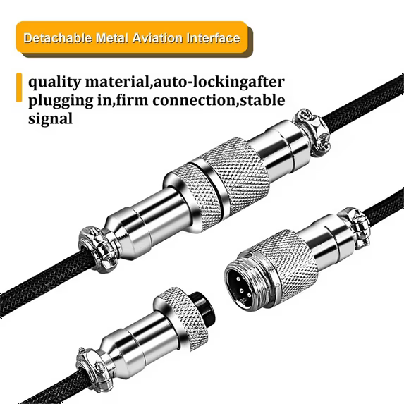 Usb Keyboard Cable Black Coiled Keyboard Usb Type C Cable DIY Aviation Plug Cable Connector Gaming Usb Keyboard Cable